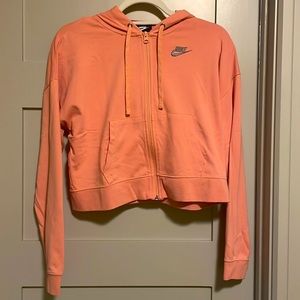 Nike Pink Cropped Zip-Up Hoodie